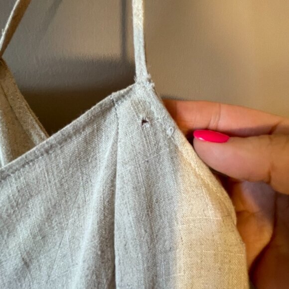 Women's 8 Topshop Linen Mini Slip Dress Button Down Spaghetti Straps Square Neck - Picture 10 of 10